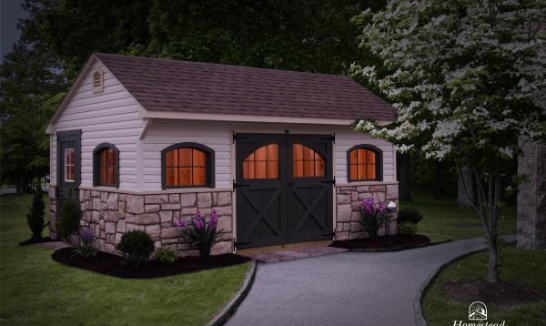 12' x 18' Carriage House with stone facade