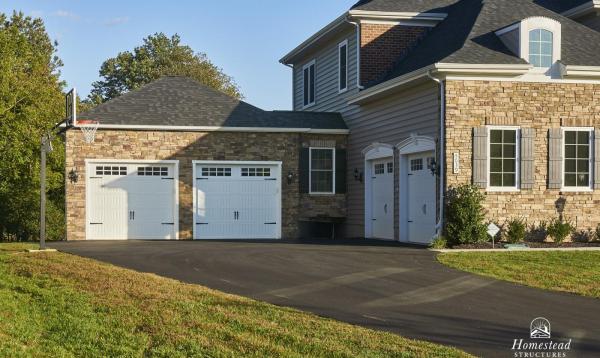 22' x 24' Classic 2-Car Attached Garage with Stone Veneer in MD