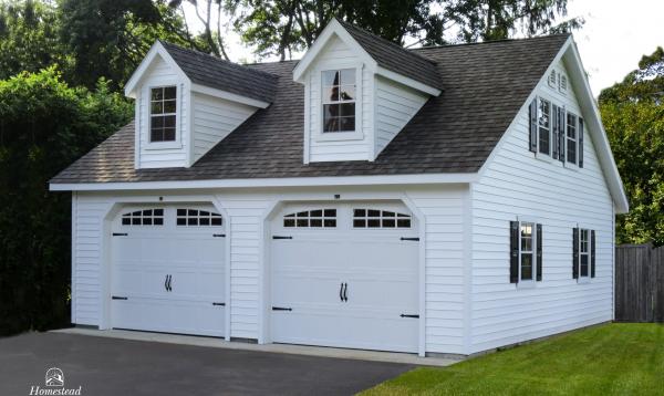 25' x 25' 2-Car, 2-Story Classic Garage with dormers