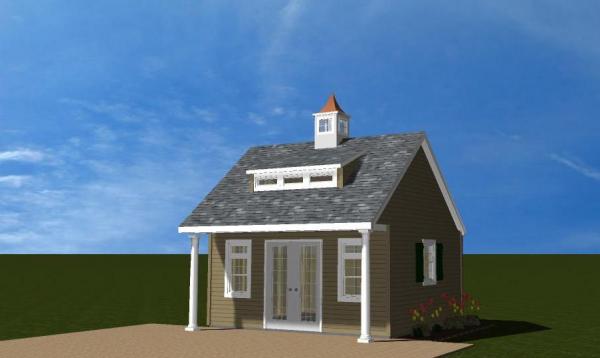 Heritage Pool House with Columns 3D Rendering