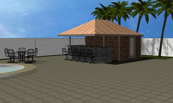 Siesta Pool House 3D Rendering