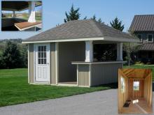 10' x 12' Siesta Bar Shed with D-Temp siding and 9-Lite house door