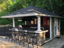 Exterior of a 10' x 14' Siesta Poolside Bar in Andover NJ