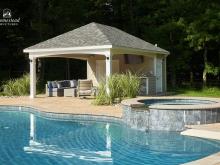 Exterior photo of 16' x 24' Avalon Pool House with Bar in Lower Gwynedd PA