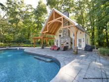 24 x 38 Custom Liberty Pool House with Timber Frame Pavilion & Pergola in CT