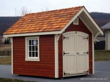8' x 10' a frame garden shed with cedar stain siding