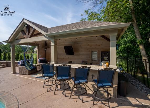 Exterior shot of 12' x 24' Belmar Pavilion with Everlast Outdoor Kitchen in Sellersville PA