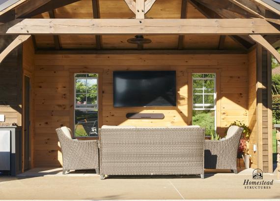A Custom Timber Frame Avalon with Bar, Lounge, & Storage