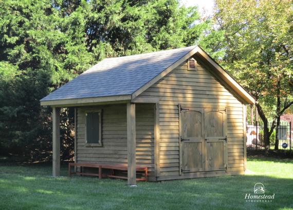 15' x 12' Classic A-Frame Wood Shed with 3' porch overhang