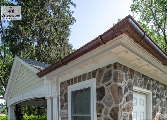  Gutter details of a 16' x 28' Custom Avalon Pool House with Reverse Gable in Huntingdon Valley, PA