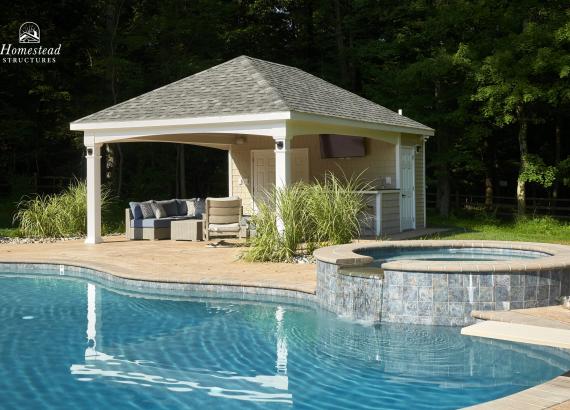 Exterior photo of 16' x 24' Avalon Pool House with Bar in Lower Gwynedd PA