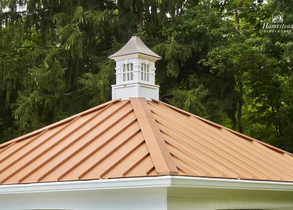 Cupola & Copper Metal Roof on 18'x18' Vintage Pavilion with metal roof in Basking Ridge New Jersey