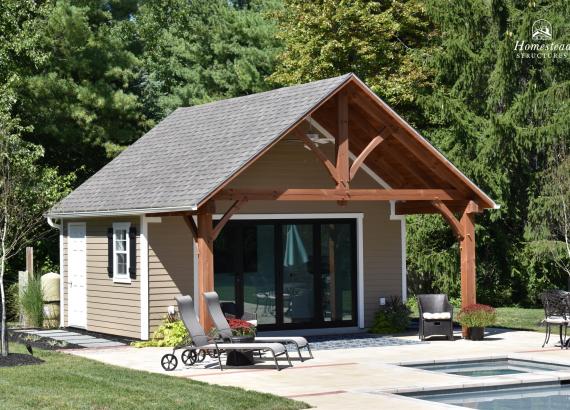 18' x 22' Century Pool House with Timber Frame Pavilion - Gwynedd Valley PA