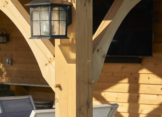 Porch Light on Column of 18' x 22' Timberframe Avalon Poolhouse in Woodbine, MD