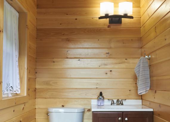 Bathroom of 18' x 22' Timber Frame Avalon Pool House in Wayne PA