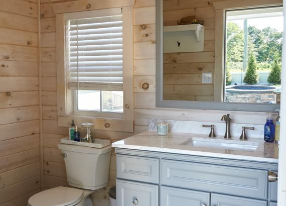 Bathroom of 20' x 18' A-Frame Avalon Pool House in Gilbertsville PA