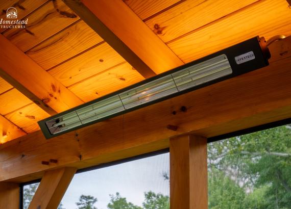 Ceiling heater in Attached 20' x 20' Timber Frame Pavilion with Timbertech Deck in Royersford