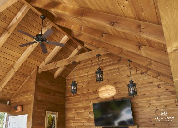 Lighting and fan options in 20x20 Timber Frame Avalon in Emmaus PA