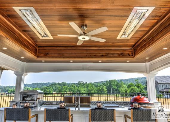 In-ceiling heaters in 20' x 20' Vintage Pavilion with Danver Outdoor Kitchen in New Holland PA