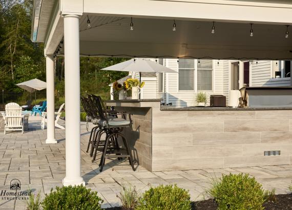 Outdoor Bar of 20' x 2' Attached Vintage Pavilion with Outdoor Kitchen in Bridgewater, New Jersey