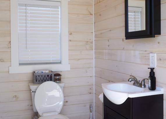 Bathroom of 20x24 Avalon A-Frame Pool House in Schuylkill Haven PA