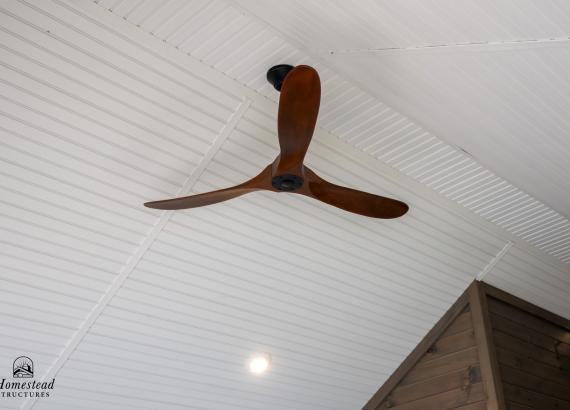 Ceiling fan in a 20' x 25' A-Frame Avalon Pool House with Outdoor Kitchen in Limerick, PA