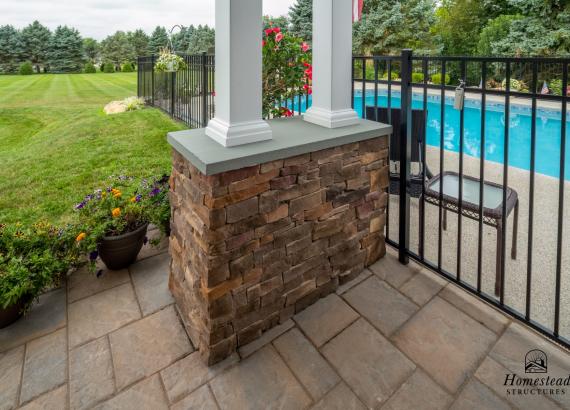 Photo of columns with stone footings on a 20' x 30' Attached Patio Pavilion with Privacy Screen in Collegeville PA