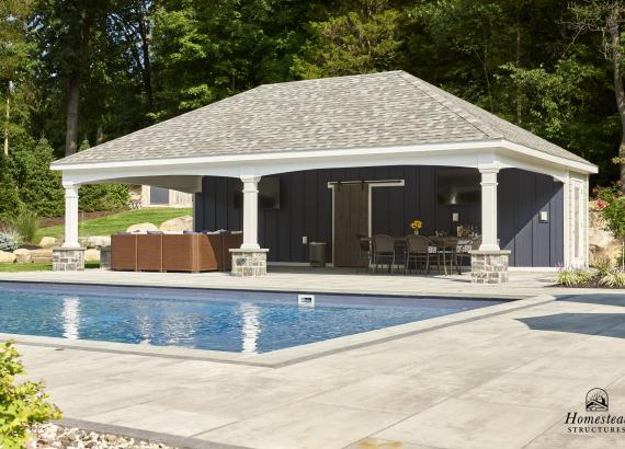 22' x 34' Hip Roof Avalon Pool House in Mahwah, NJ