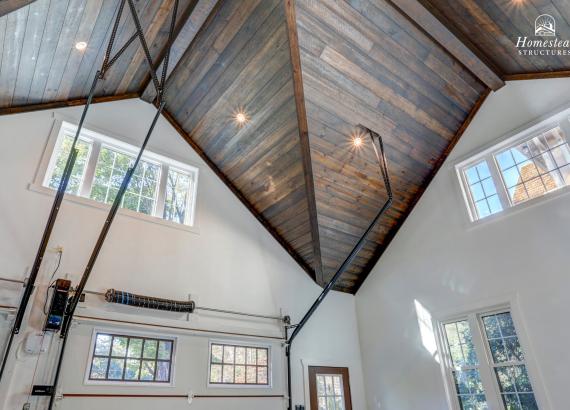 Interior shot of 24' x 30' Custom 2-Car Garage with Cathedral Ceilings in New Hope PA
