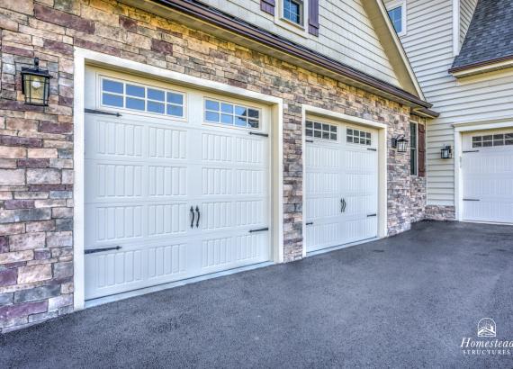 Close up shot of garage doors on a 28' x 22' Classic 2-Car Attached Garage in Clarkesville MD