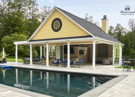 Custom 30' x 32' A-Frame Avalon Pool House with Pergola in Round Hill VA