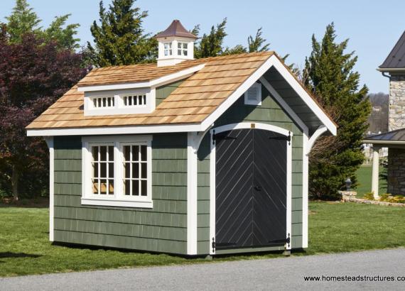 8' x 12' Premier Garden Shed with transom windows and cupola
