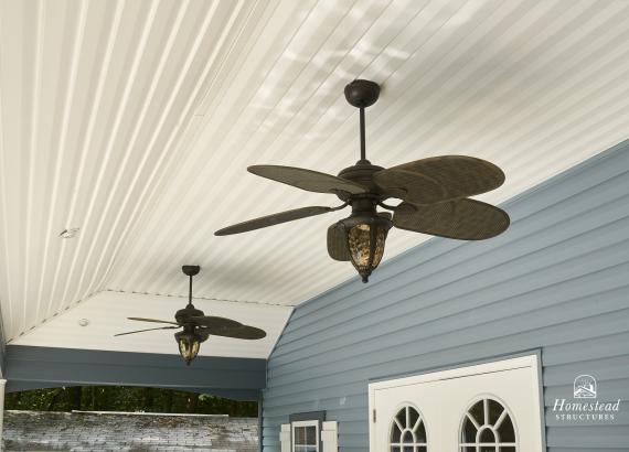 Vinyl Ceiling with Fan & Light Combo in Avalon Pool House