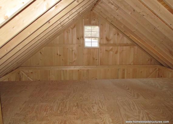Interior of 2 story 16' x 20' Century A-Frame Shed 