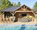 A Custom Timber Frame Pool House with Bar, Lounge, & Storage