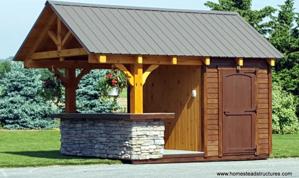 10' x 12' Timberframe Siesta Poolside Bar - 3' overhang & stone facade 10' x 12' Timberframe Siesta Poolside Bar - 3' overhang & stone facade