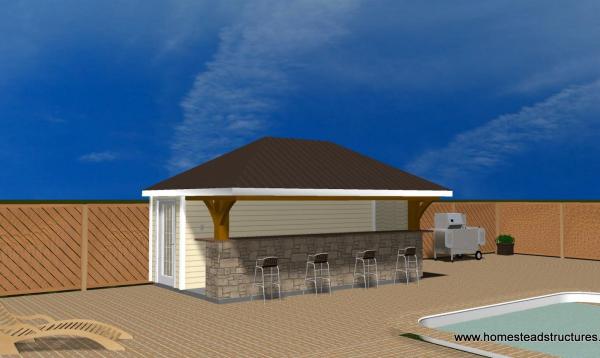 3d rendering of cusom 10x18 Siesta poolside bar