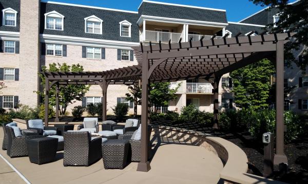10 x 45 radius wood pergola by Homestead Structures