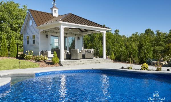 12' x 16' Liberty A-Frame Pool House with 16' x 12' Vintage Pavilion in Flemington NJ
