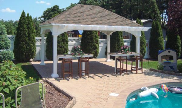 12' x 16' Manchester Pavilion with pergola overhang 12' x 16' Manchester Pavilion with pergola overhang