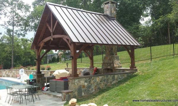 14' x 16' Timber Frame Pavilion with Eastern White Pine