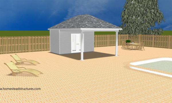 3D sketch of 14x20 Avalon Pool House