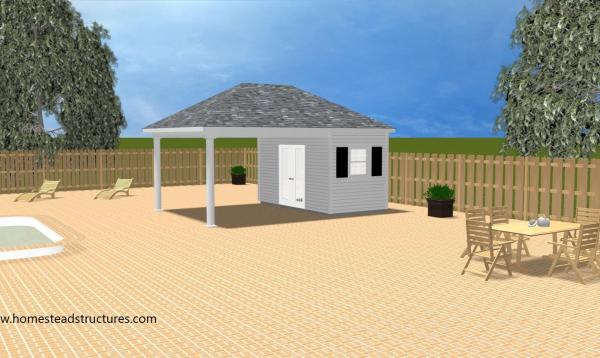 3D sketch of 14x20 Avalon Pool House