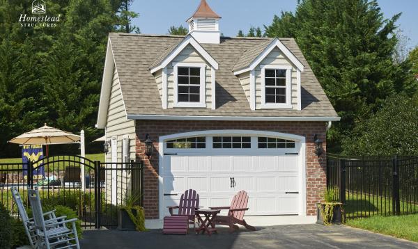 20' x 20' 1-Car Classic Attic Garage with dormers