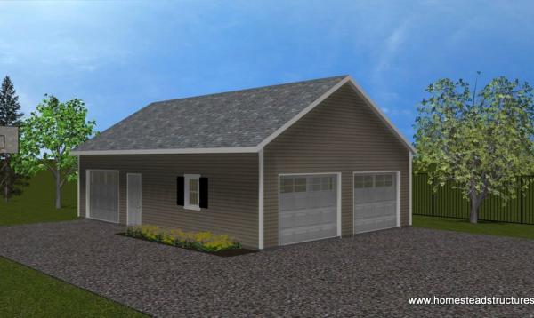 24' x 36' Classic Truss Roof Garage with 16" front Quaker overhang 24' x 36' Classic Truss Roof Garage with 16" front Quaker overhang