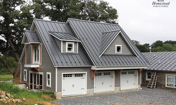 30' x 38' Custom 3-Car 2-Story Classic Garage with metal roof in Easton PA