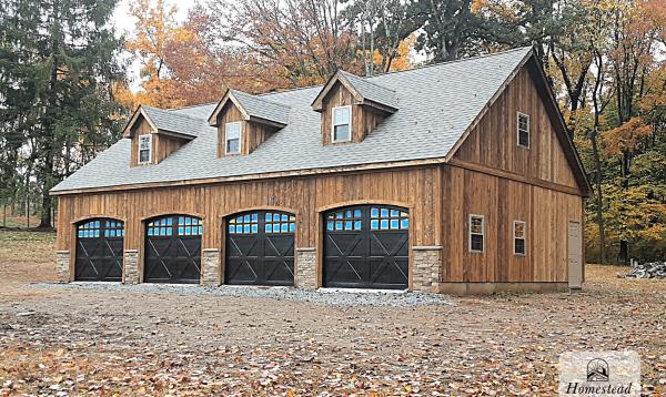 30' x 48' 4-Car 2-Story Classic Garage with Mushroom Board siding in Princeton, NJ