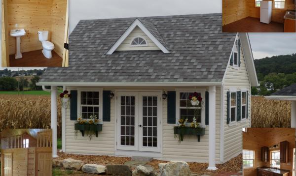 17' x 18' Heritage Pool House (vinyl siding) (finished Interior) 17' x 18' Heritage Pool House (vinyl siding) (finished Interior)
