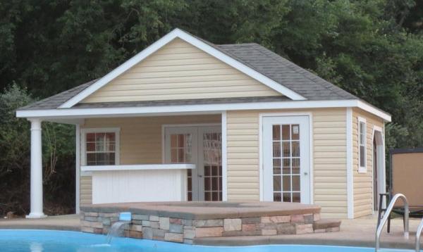 16' x 22' Wellington Pool Cabana with front bar & vinyl siding