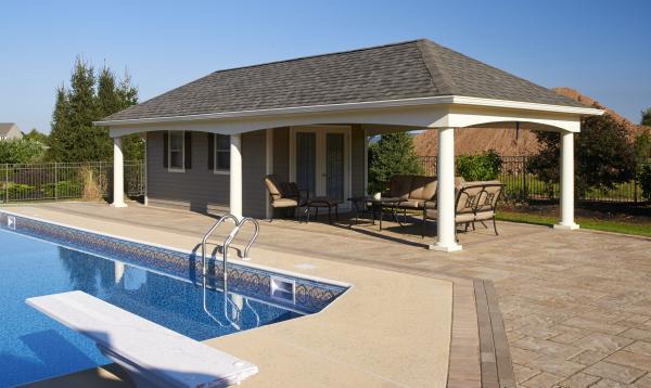 14' x 36' Custom Avalon Pool House (vinyl siding) 14' x 36' Custom Avalon Pool House (vinyl siding)